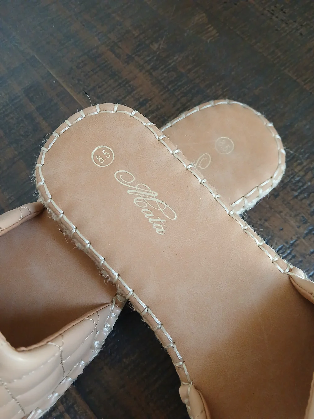 Quilted Slide Espadrille Sandals in Nude